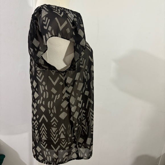 Sheer Black Beige Whimsigoth Blouse Sz S Fairy Witchy - Picture 3 of 8